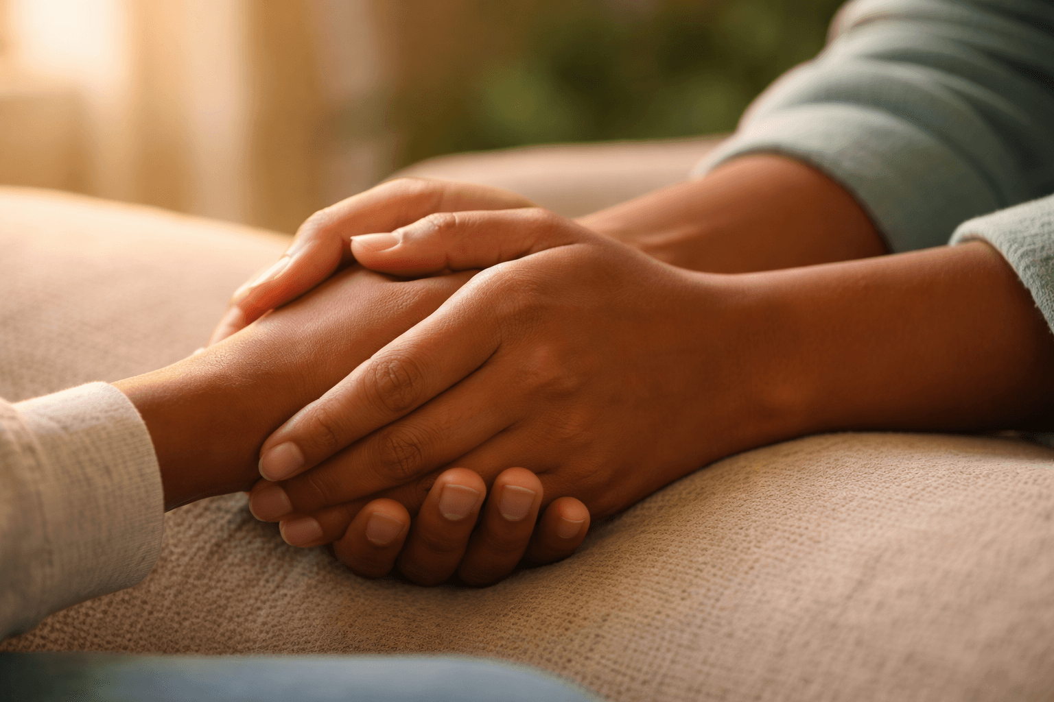 Hands together showing community and support